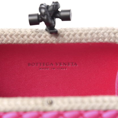 Bottega Veneta Satin Intreccio Impero Knot Clutch Rosa Shock 6 of 9