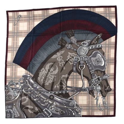 Hermes Cashmere Silk Cheval Punk Scarf 100 Naturel Kaki Clair 1 of 3