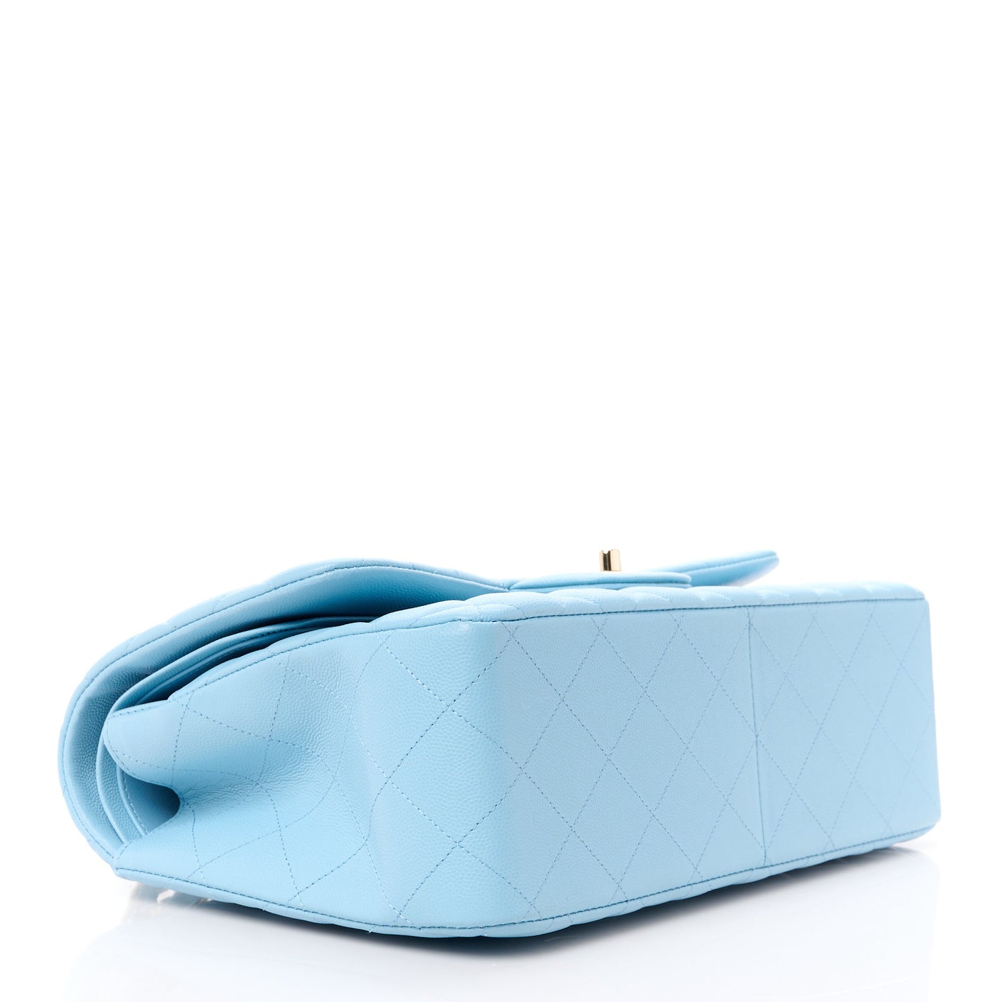 Caviar Quilted Jumbo Double Flap Light Blue