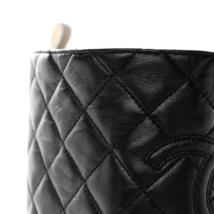 Chanel Velvet Lambskin Patent Cap Toe Quilted High Boots 38 White Black 9 of 10