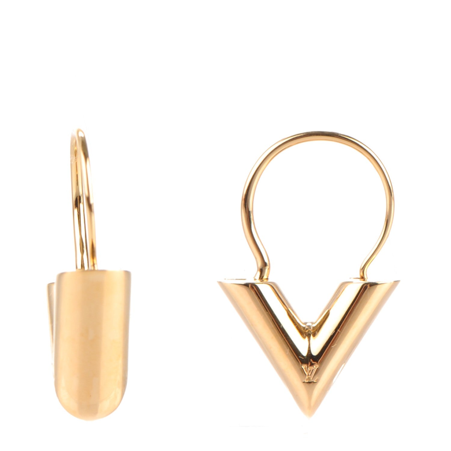 Louis Vuitton Brass Essential V Hoop Earrings Gold 1 of 4