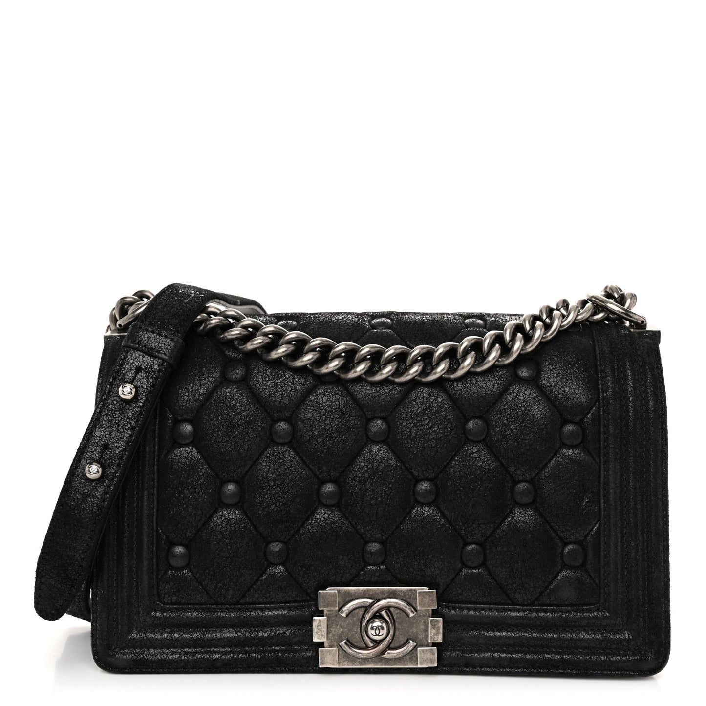 Nubuck Chesterfield Quilted Medium Celtic Boy Flap Black
