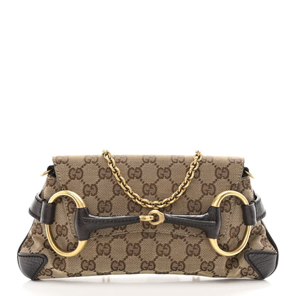 Gucci Monogram Horsebit Clutch Dark Brown 1 of 10