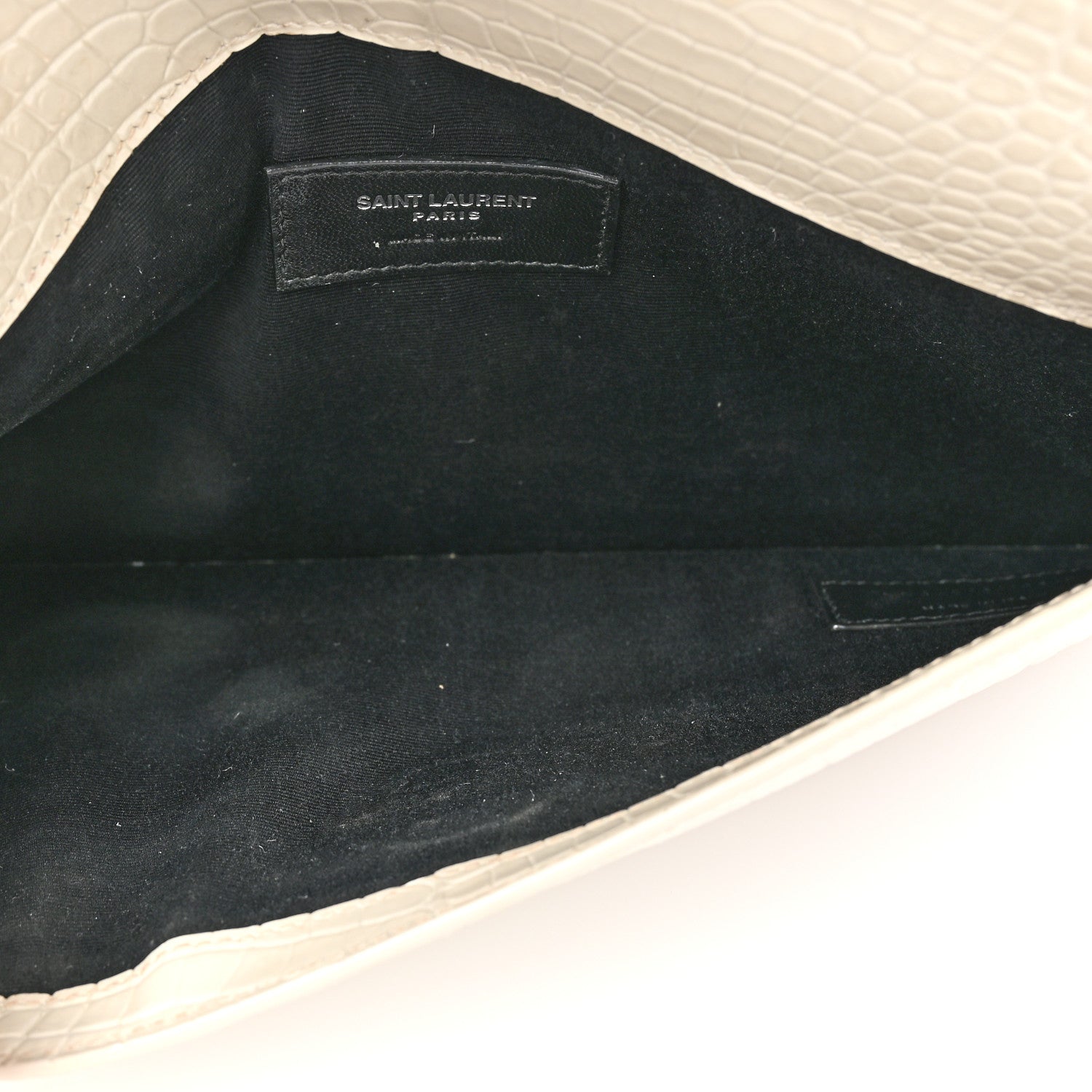 Saint Laurent Calfskin Crocodile Embossed Uptown Monogram Clutch Porcellana 5 of 14