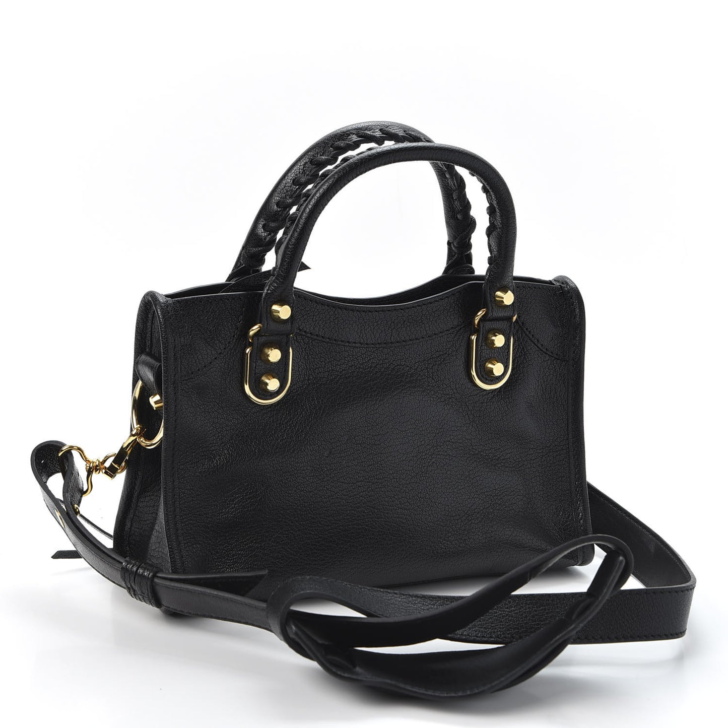 Chevre Gold Metallic Edge Hardware Mini City Black