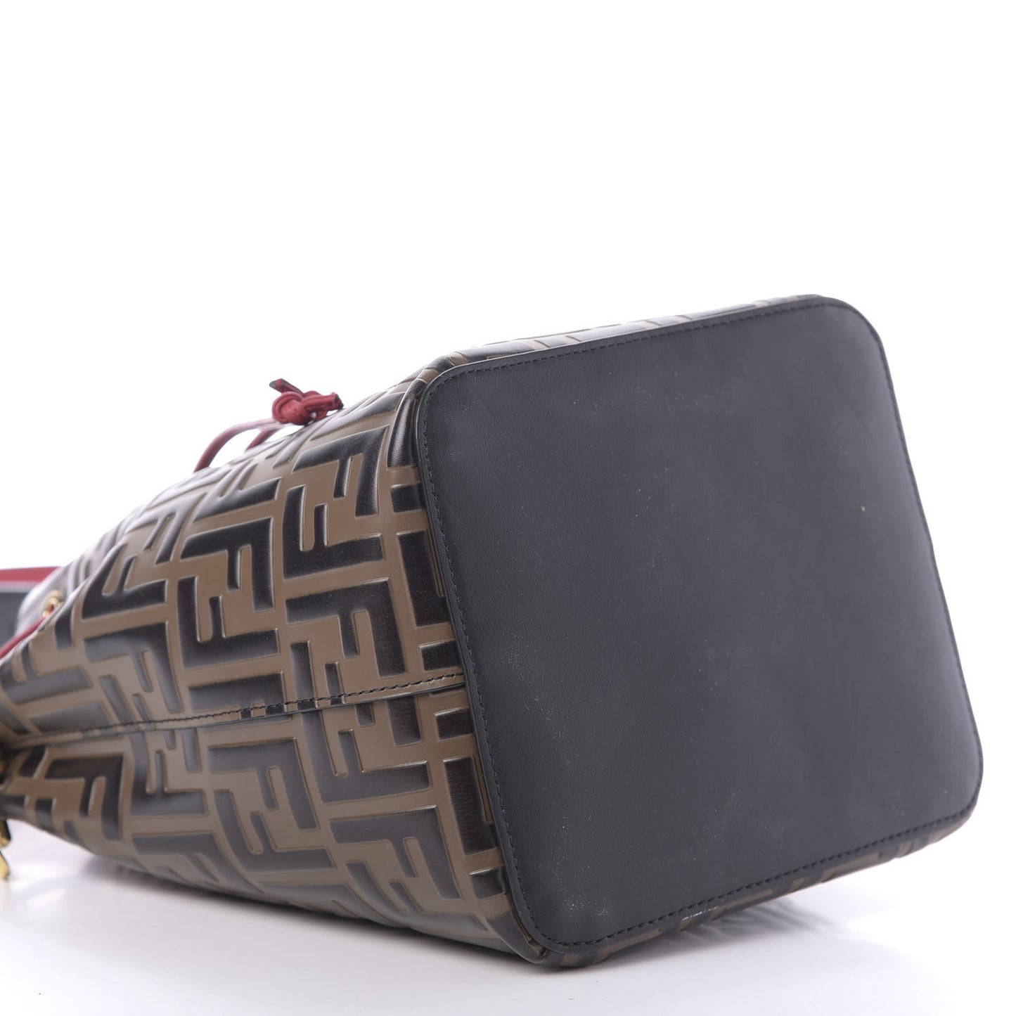 Vitello Grace F is Fendi Bi-Color FF 1974 Embossed Grande Mon Tresor Bucket Bag Maya Black Fragola