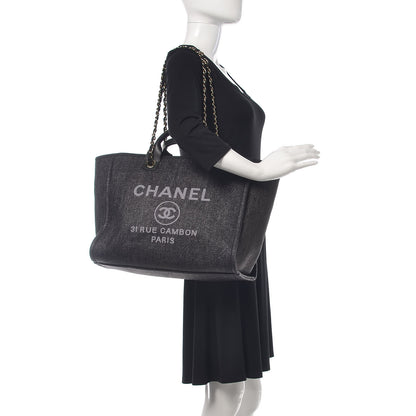 Chanel Woven Straw Raffia Large Deauville Tote Black 2 of 9