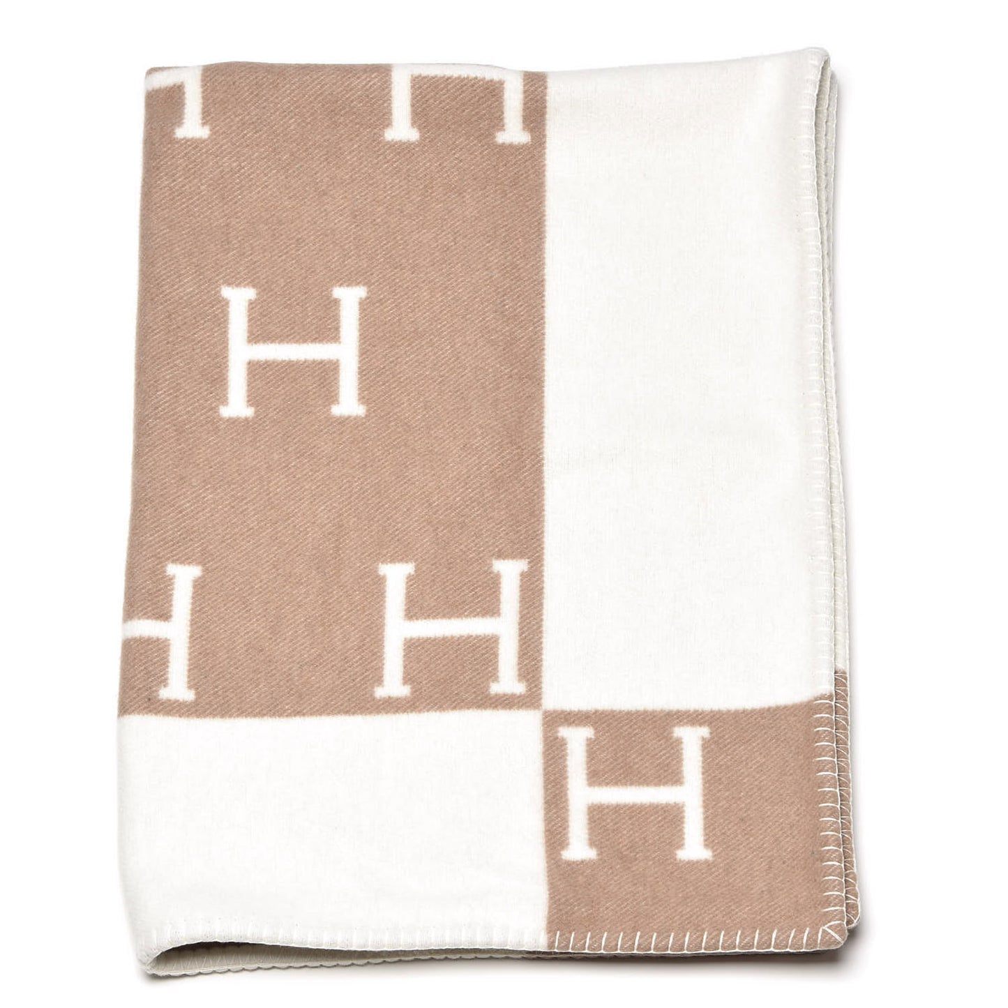 Wool Cashmere Avalon Baby Blanket Noisette Moyen White