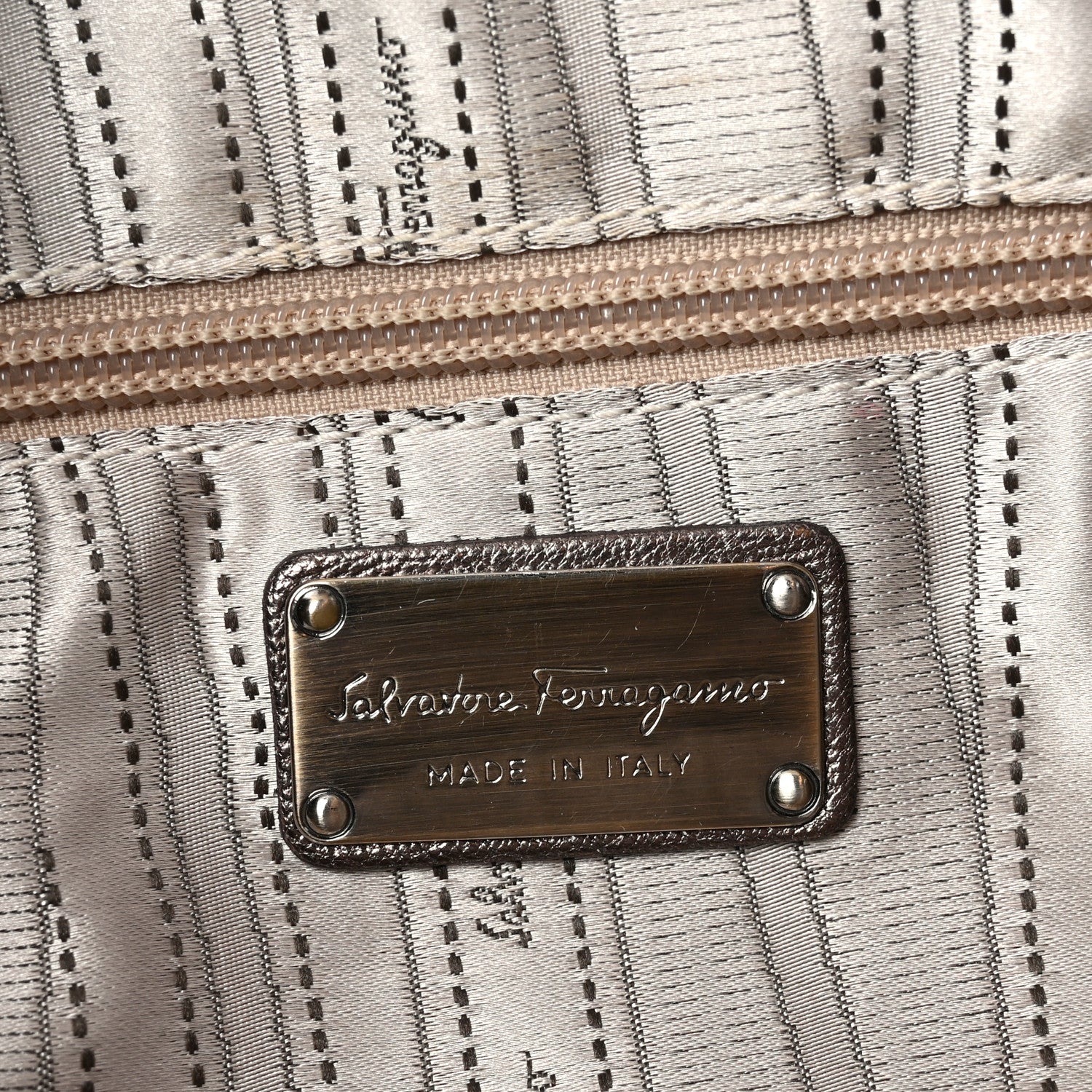Salvatore Ferragamo Calfskin Marisa Shoulder Bag Bronze 6 of 11
