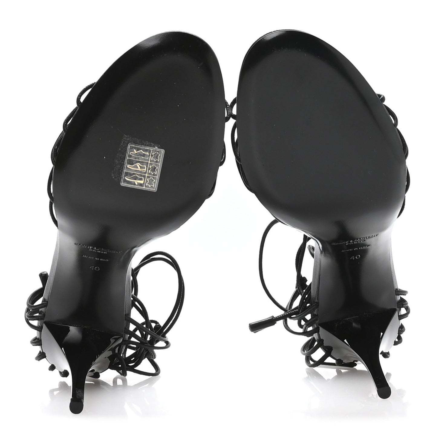 Calfskin Babylone 90 Ankle Wrap Sandals 40 Black