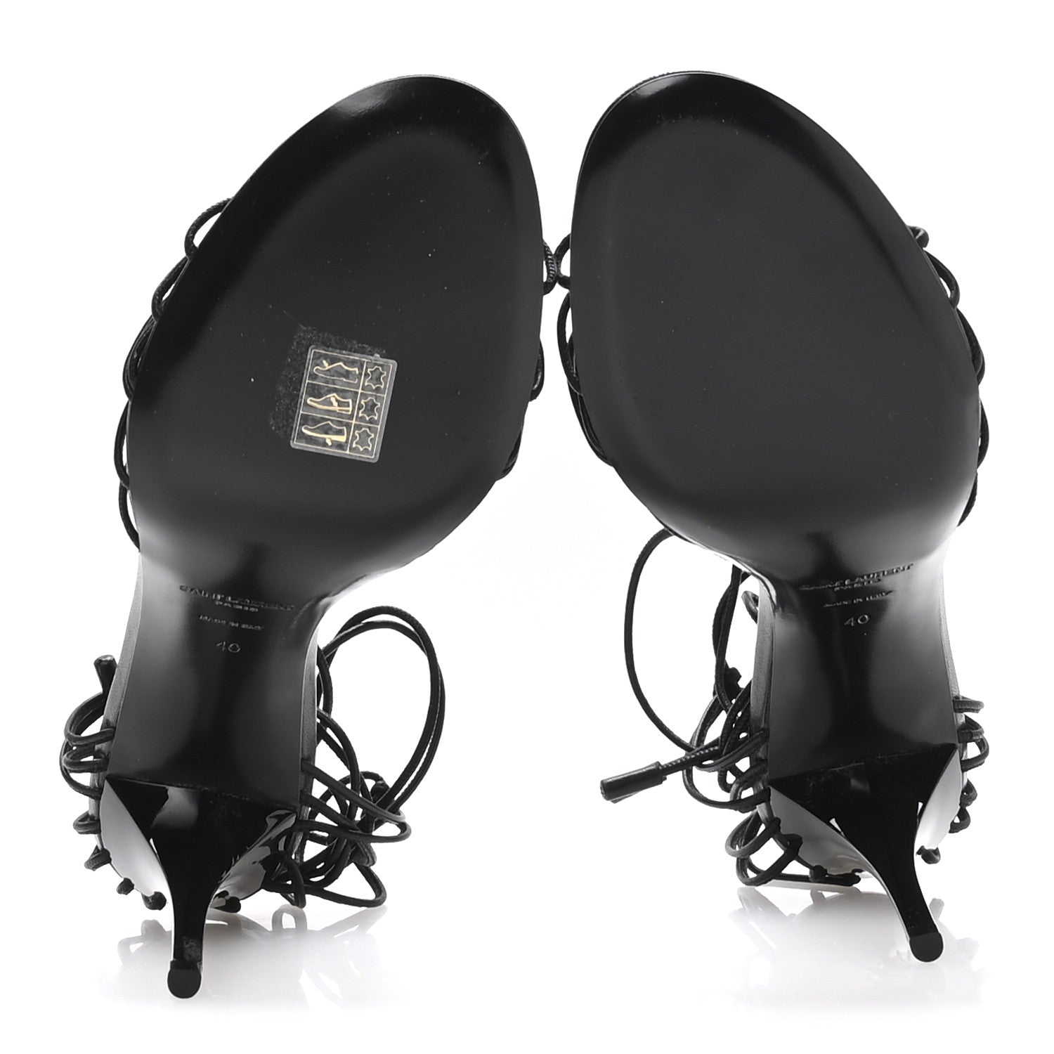Saint Laurent Calfskin Babylone 90 Ankle Wrap Sandals 40 Black 6 of 7