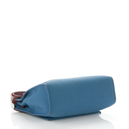 Hermes Military Toile Vache Hunter Herbag Zip PM 31 Bleu Agate Rouge H 4 of 8