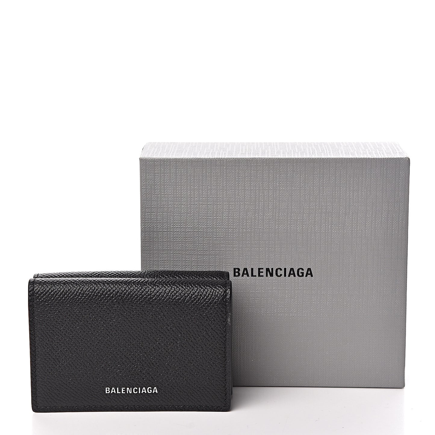 Signature Grained Calfskin Logo Mini Ville Wallet Black