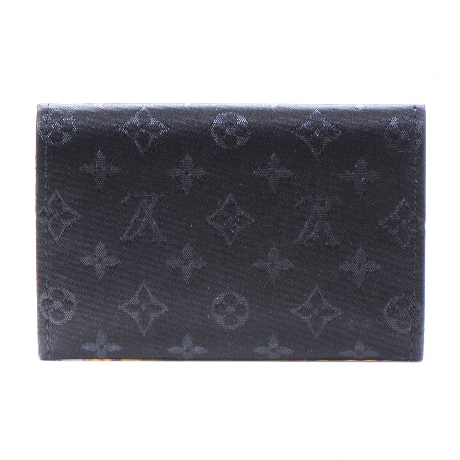Louis Vuitton Satin Monogram Porte-Monnaie Snap Wallet Black 2 of 5