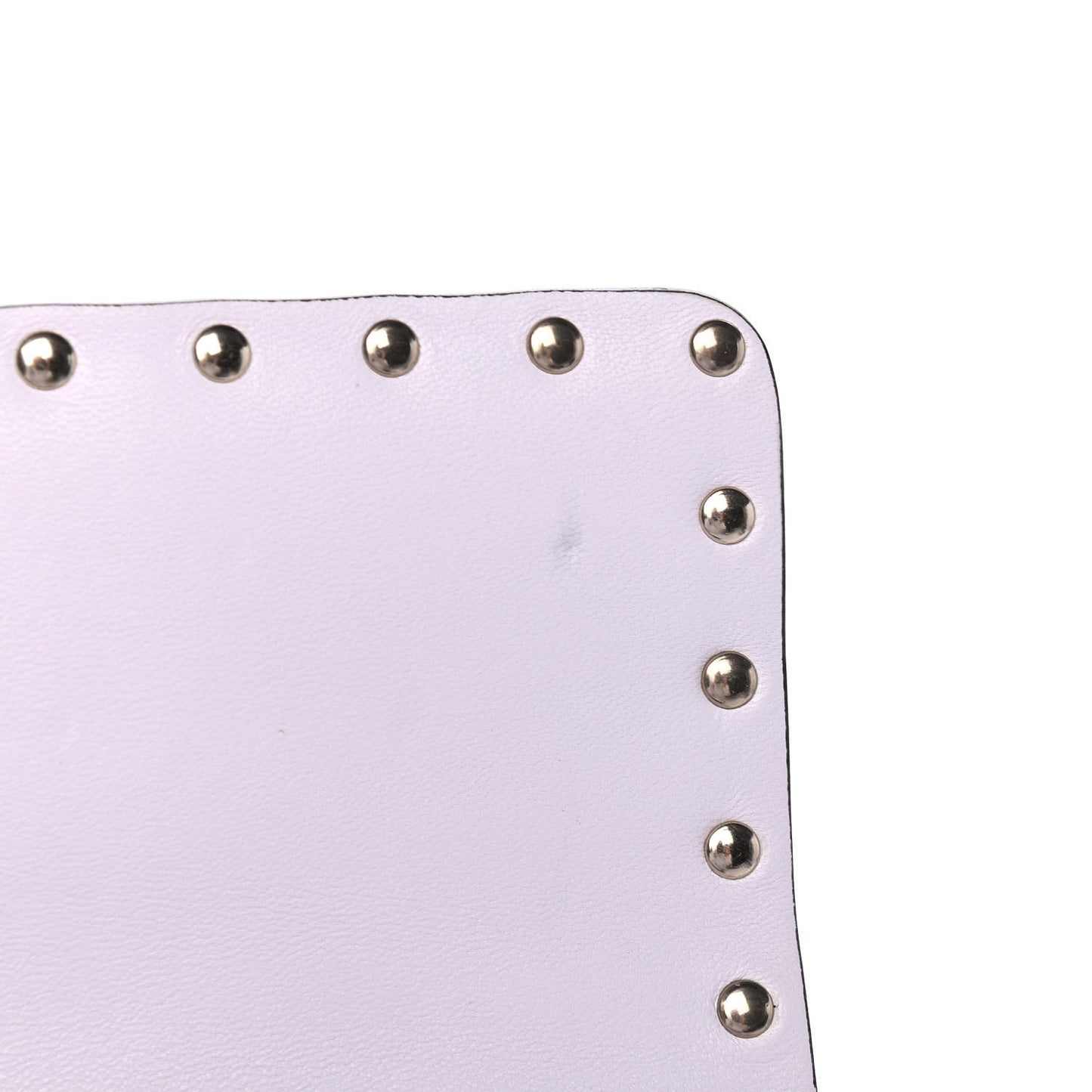 Lambskin VLTN Print Medium Rockstud Spike Shoulder Bag Optic White Black