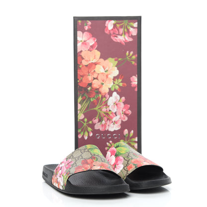Gucci GG Supreme Monogram Blooms Slide Sandals 37 Beige Multicolor 7 of 7
