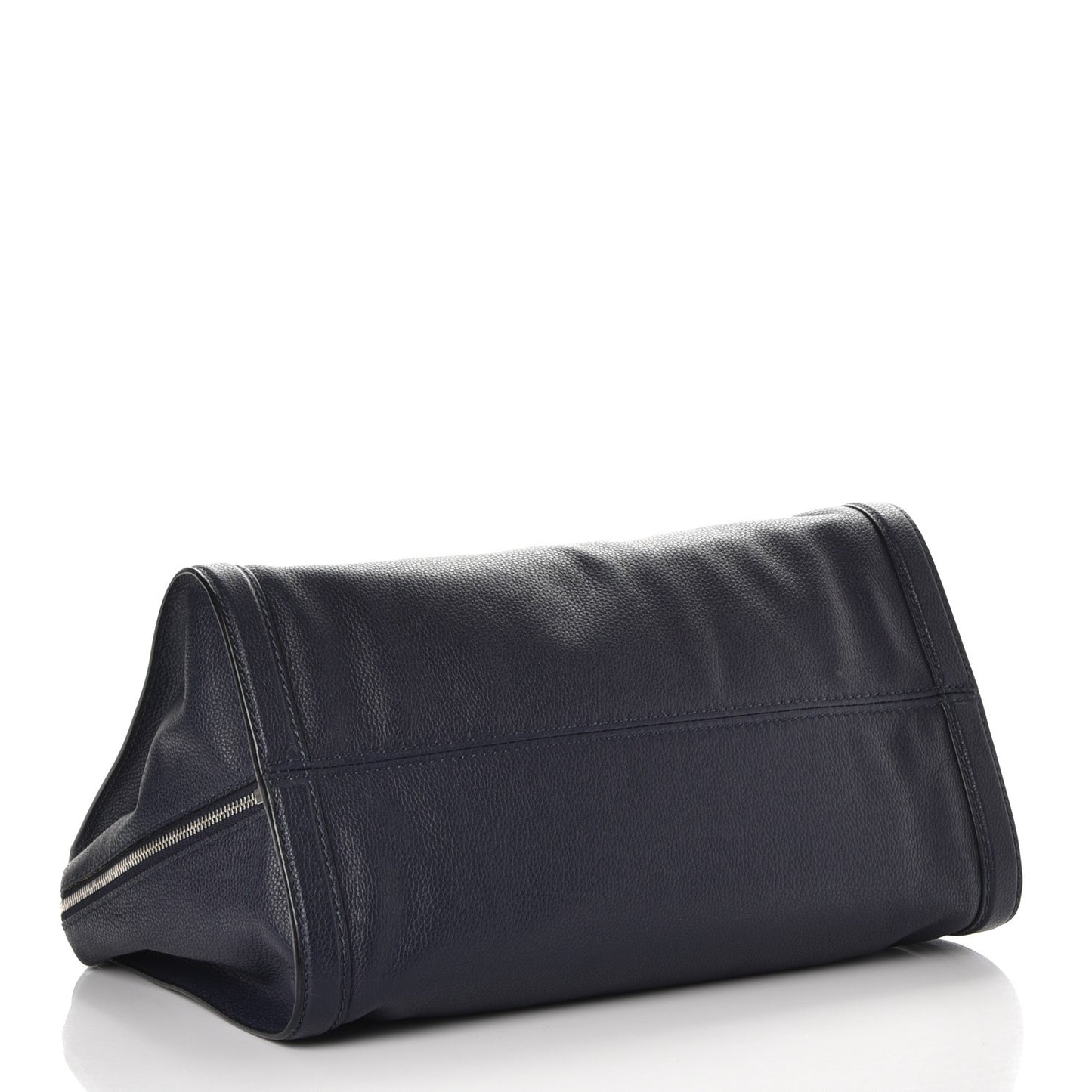 Pebbled Calfskin Large Skull Padlock Zip Around Tote Navy