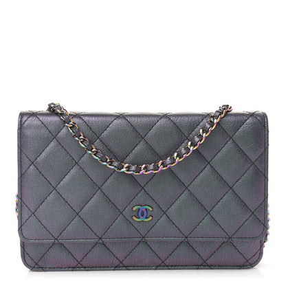 Chanel Iridescent Goatskin Quilted Wallet On Chain WOC Purple 1 of 9
