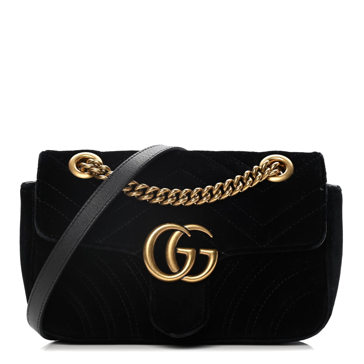 Velvet Matelasse Mini GG Marmont Shoulder Bag Black