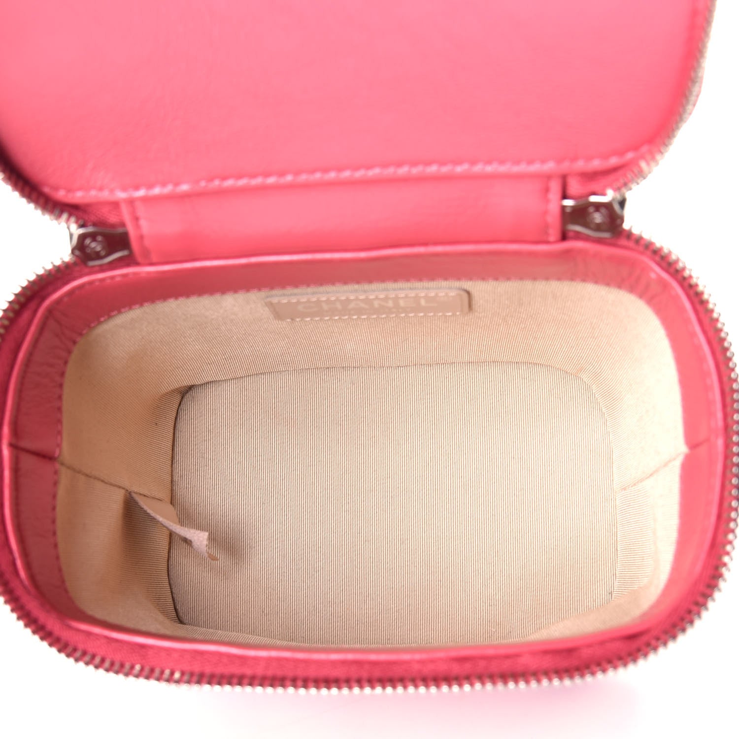 Chanel Calfskin Raffia Small Take Away Vanity Case Bag Pink Beige 6 of 11
