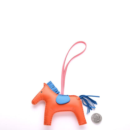 Hermes Milo Lambskin Grigri Rodeo Horse Bag Charm MM Orange Poppy Bleu Izmir Rose Azalee 2 of 4