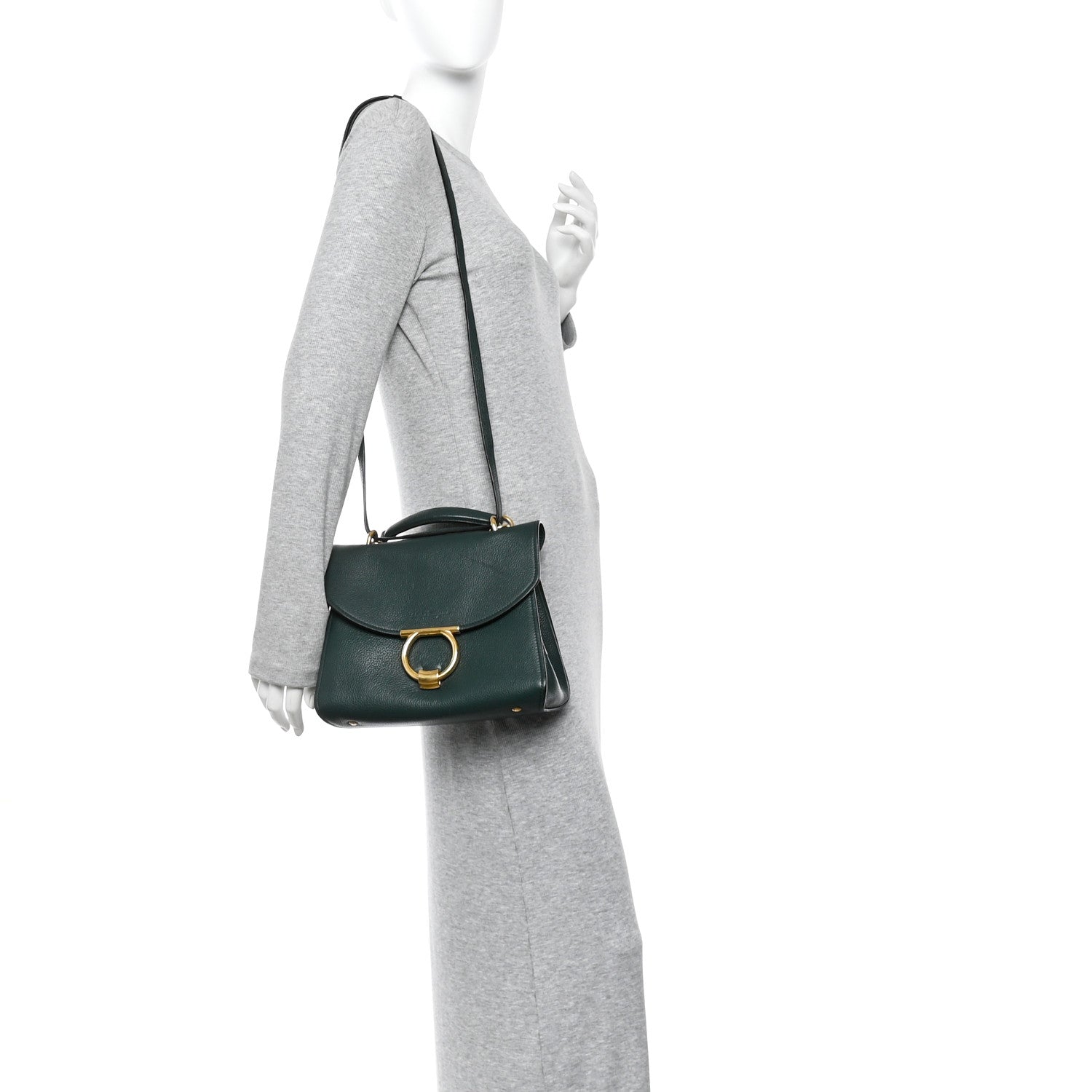 Salvatore Ferragamo Calfskin Small Margot Top Handle Satchel Verde