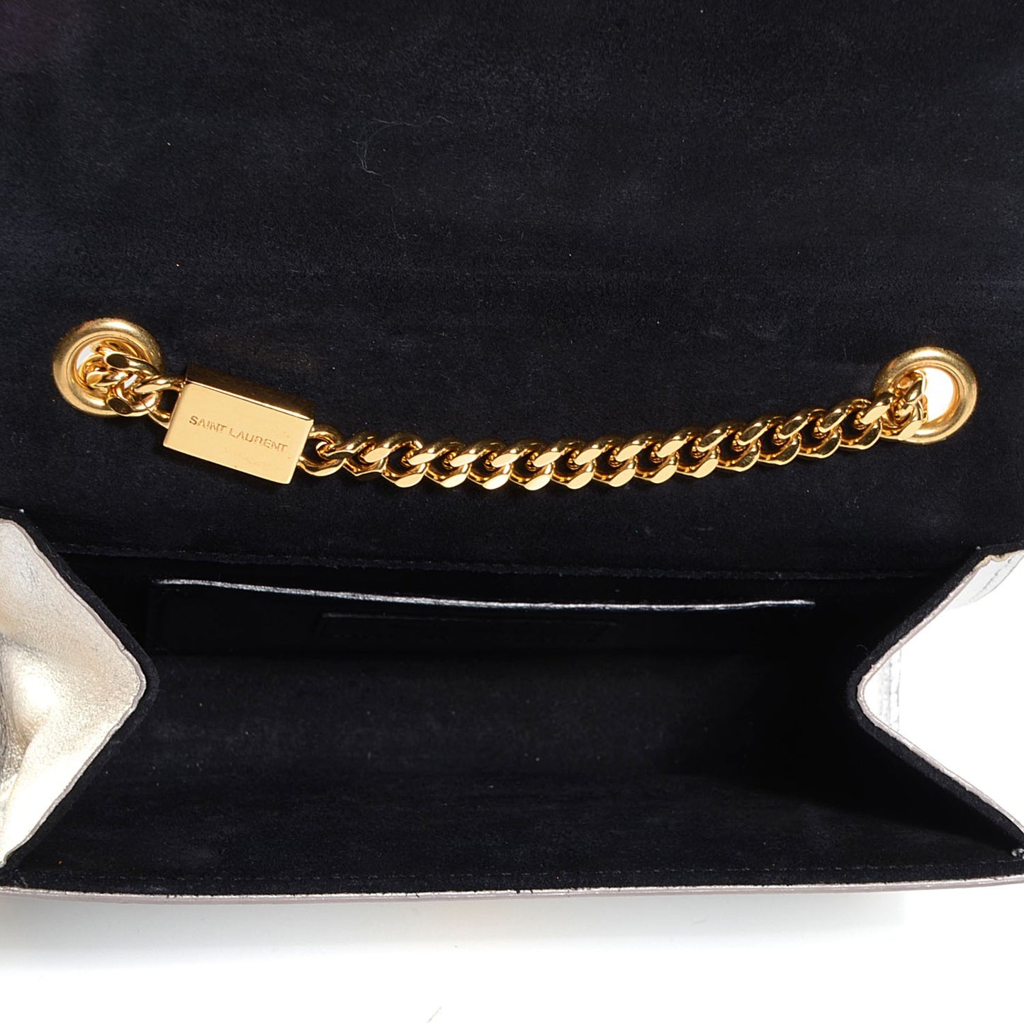 Calfskin Small Classic Monogram Kate Tassel Satchel Silver