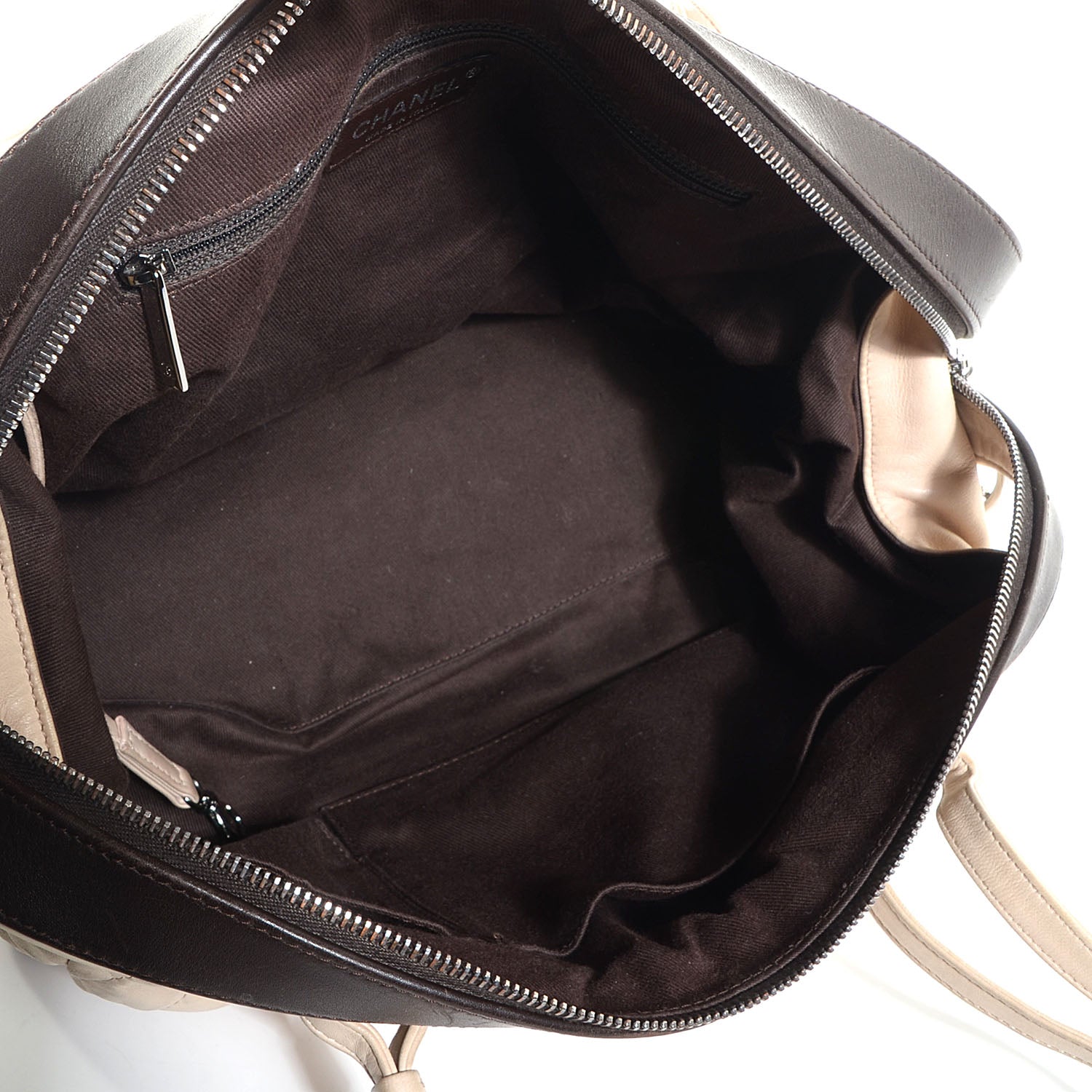 Chanel Lambskin Quilted CC Tote Bag Beige Clair Brown 5 of 7