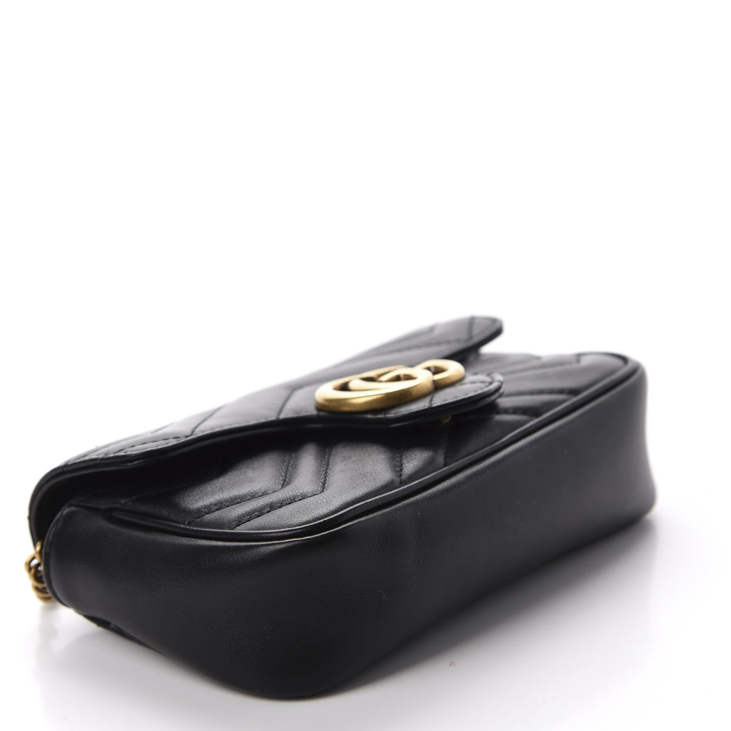 Gucci Calfskin Matelasse Super Mini GG Marmont Shoulder Bag Black 4 of 10