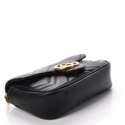 Gucci Calfskin Matelasse Super Mini GG Marmont Shoulder Bag Black 4 of 10