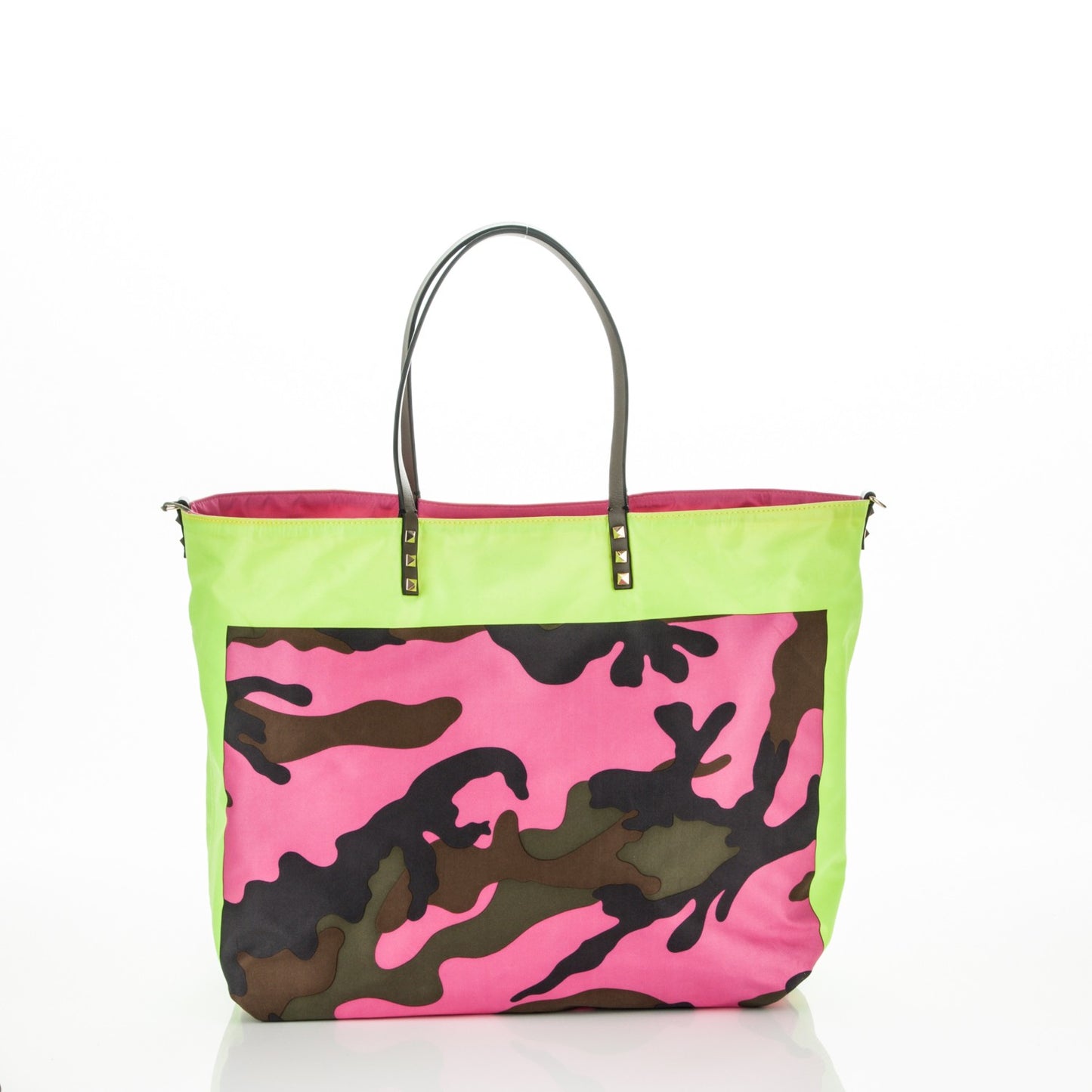 Nylon Camo Rockstud Foulard Tote Multicolor