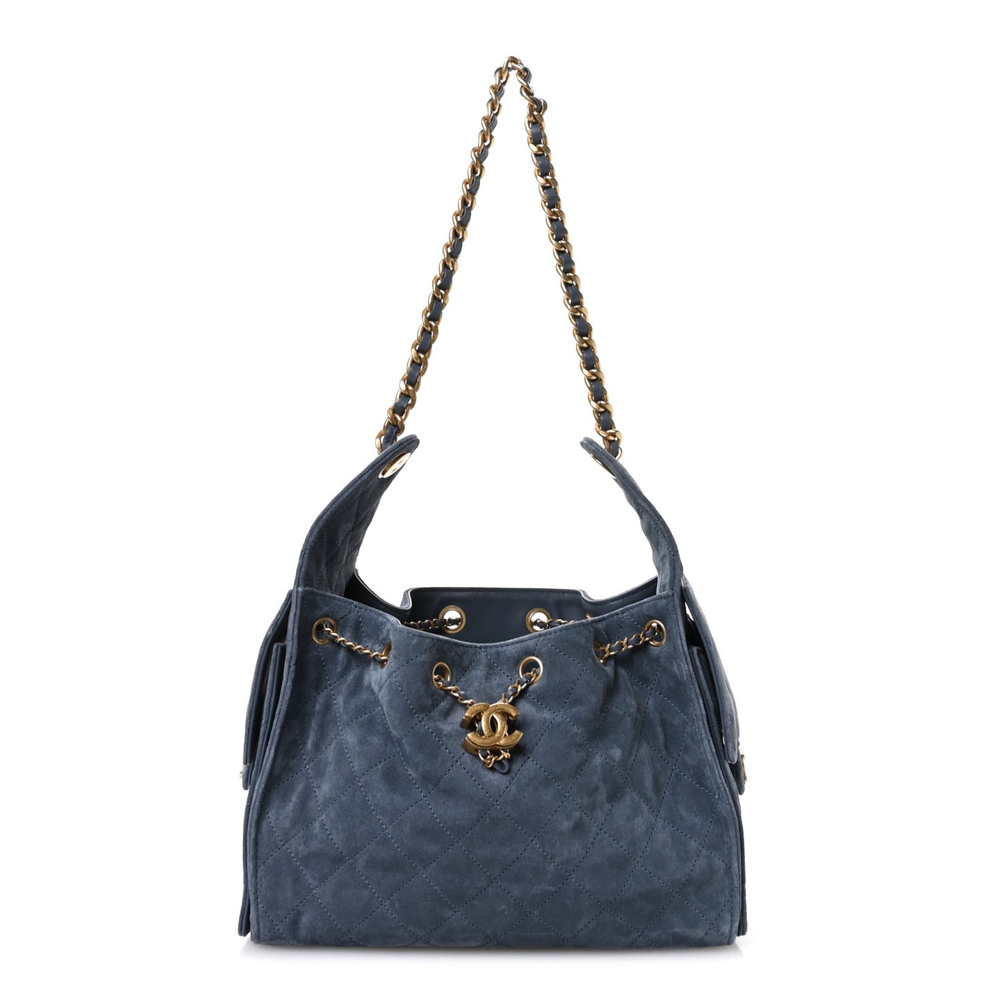 Suede Quilted Small Chanel 25 Handbag Blue