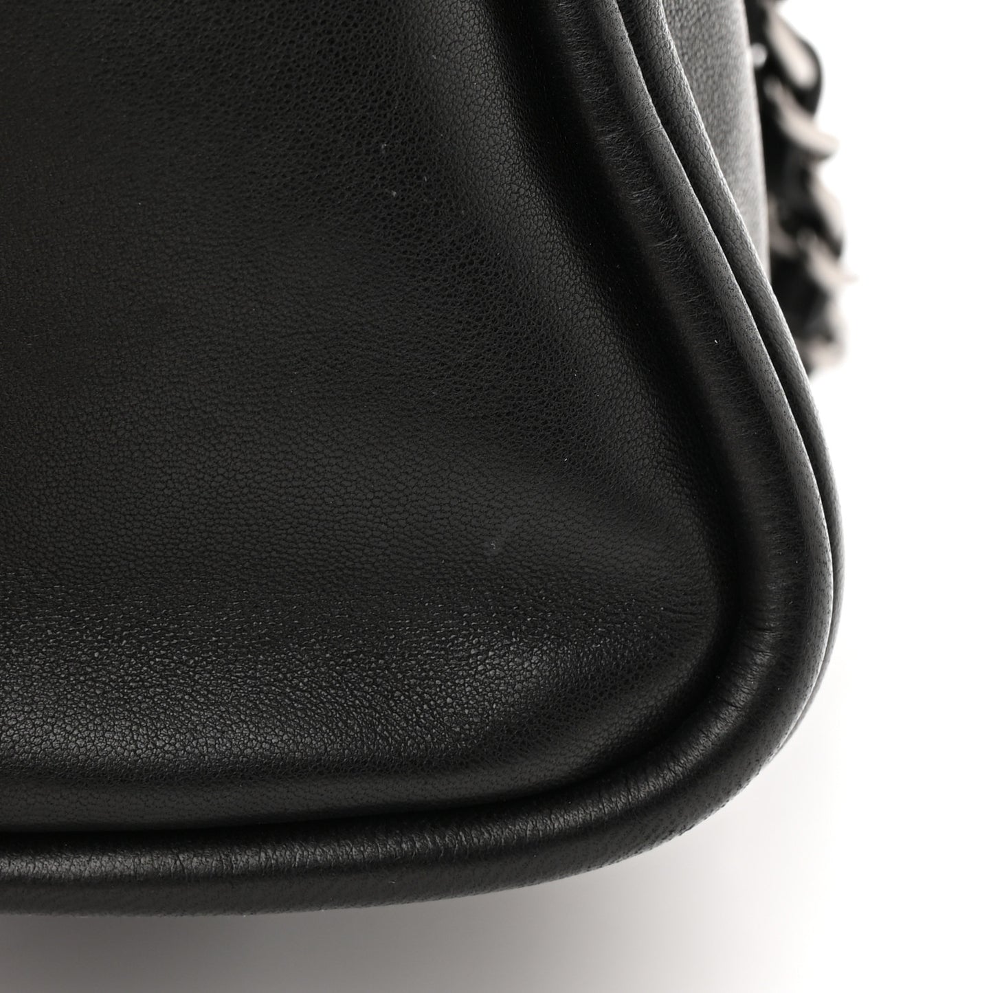 Lambskin Quilted Large Mademoiselle Double Flap Black