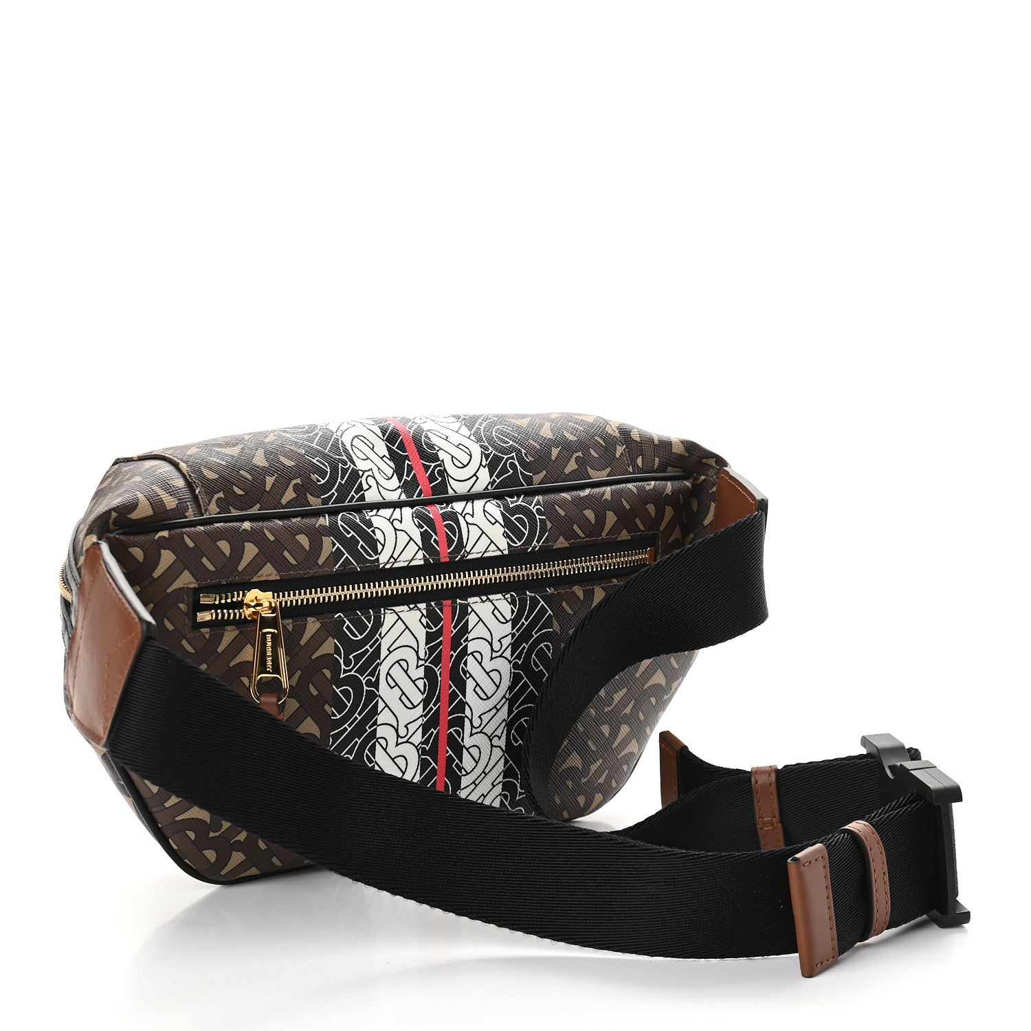 Burberry E-Canvas Monogram Stripe Medium Sonny Bum Bag Bridle Brown 2 of 9