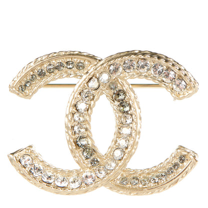 Chanel Crystal CC Brooch Light Gold 1 of 5