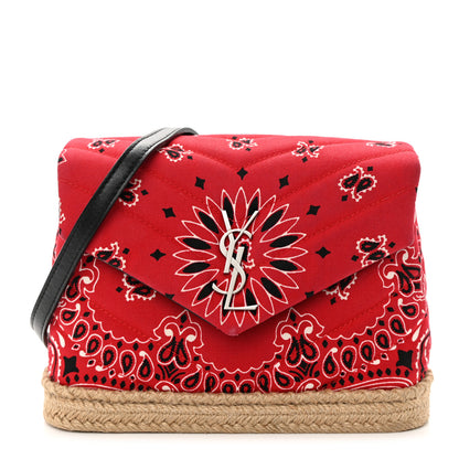 Saint Laurent Cotton Bandana Y Quilted Monogram Toy Loulou Crossbody Bag Red 1 of 16