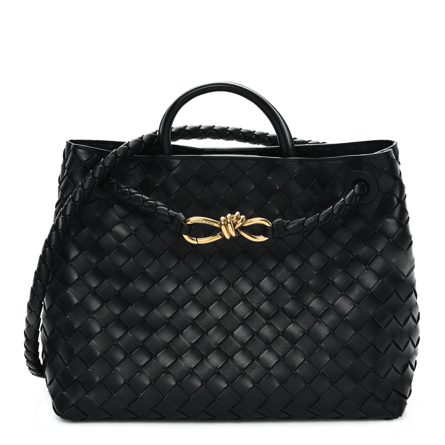 Bottega Veneta Nappa Intrecciato Medium Andiamo Shoulder Bag Black 1 of 10