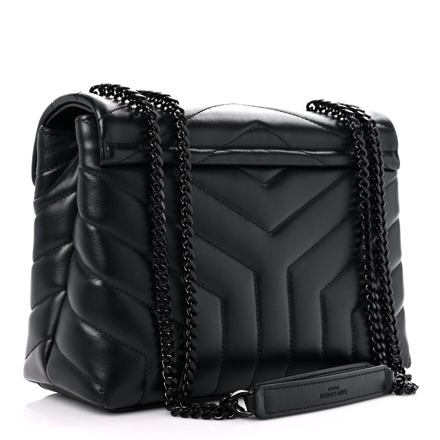 Calfskin Y Quilted Monogram Small Loulou Chain Satchel Black