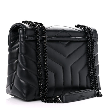 Saint Laurent Calfskin Y Quilted Monogram Small Loulou Chain Satchel Black 3 of 9