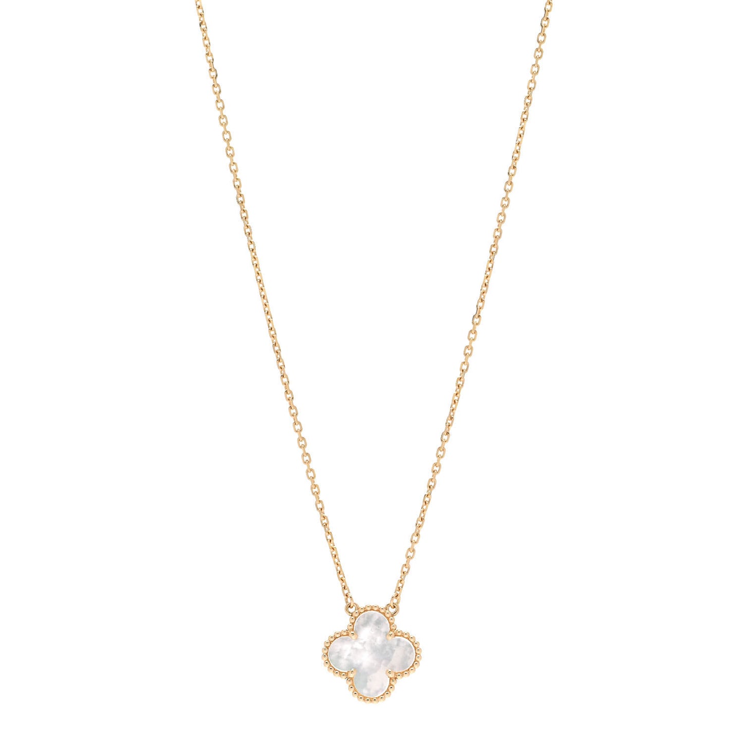 18K Yellow Gold Mother of Pearl Vintage Alhambra Pendant Necklace