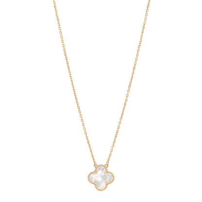 Van Cleef & Arpels 18K Yellow Gold Mother of Pearl Vintage Alhambra Pendant Necklace 1 of 6