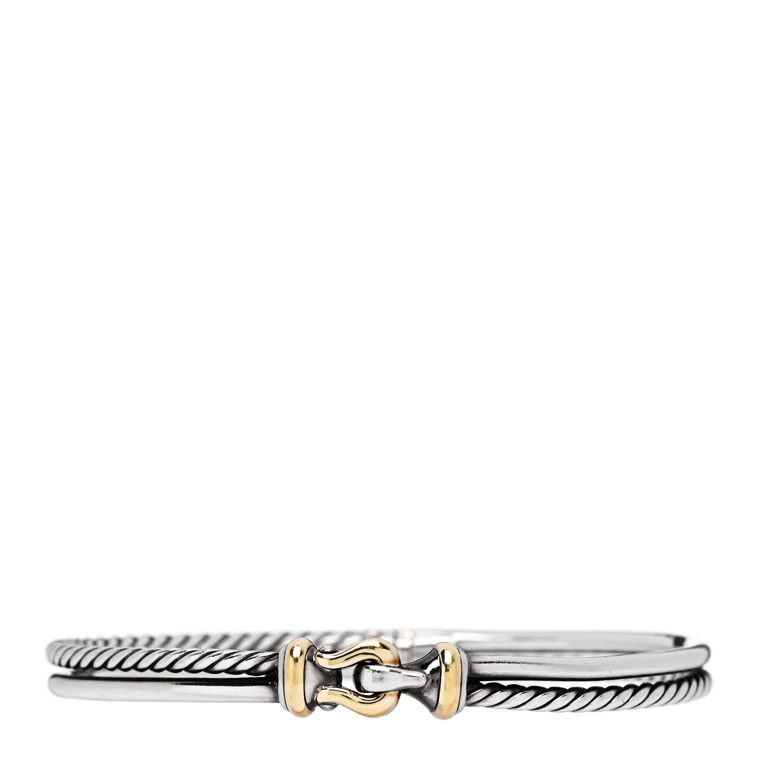 David Yurman Sterling Silver 18K Yellow Gold Two Row Buckle Bracelet 1 of 3