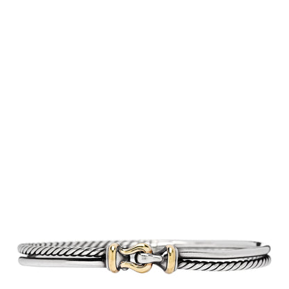 David Yurman Sterling Silver 18K Yellow Gold Two Row Buckle Bracelet 1 of 3