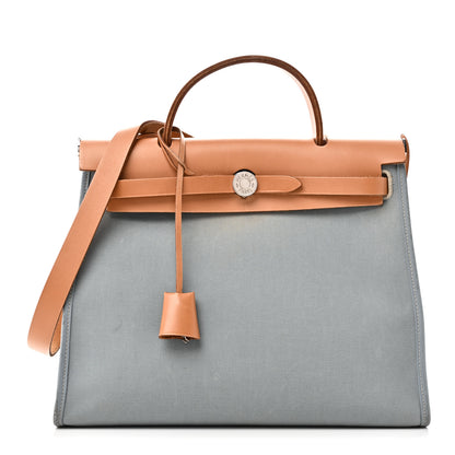Hermes Military Toile Vache Hunter Herbag Zip PM 31 Bleu Lin 1 of 11