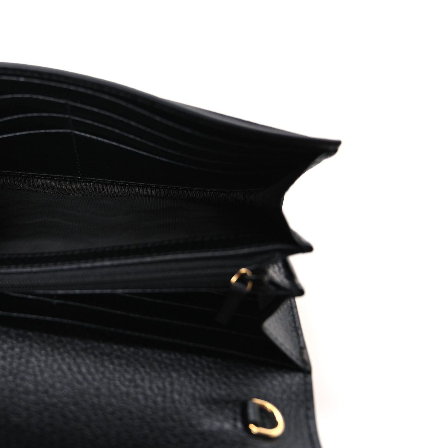 Gucci Dollar Calfskin GG Supreme Monogram Petite GG Marmont Wallet Chain Bag Black Beige Ebony 5 of 11