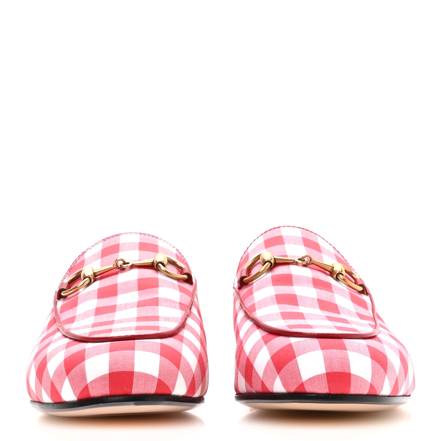 Gucci Cotton Gingham Womens Princetown Slippers 35 White Red 3 of 8
