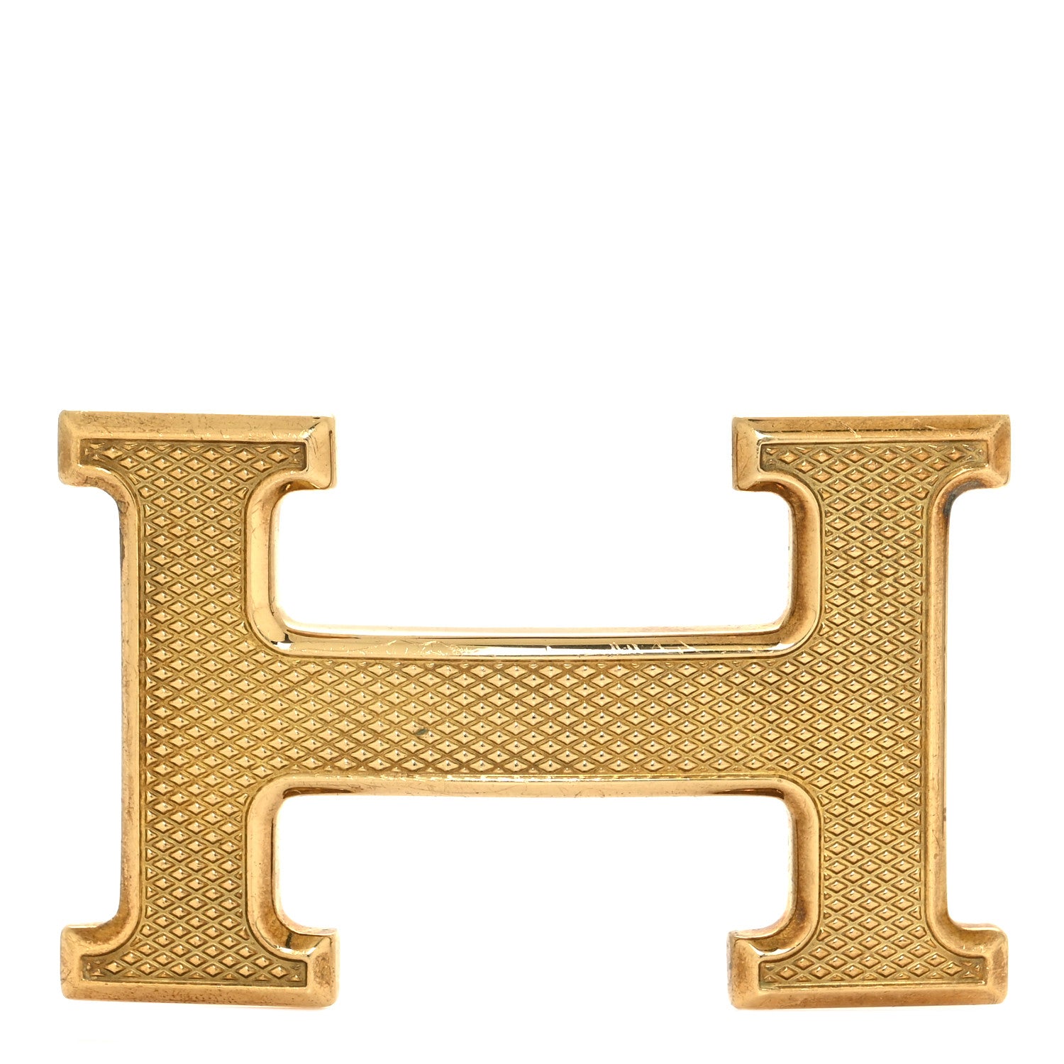 Hermes Guilloche 32mm H Belt Buckle Gold 1 of 5