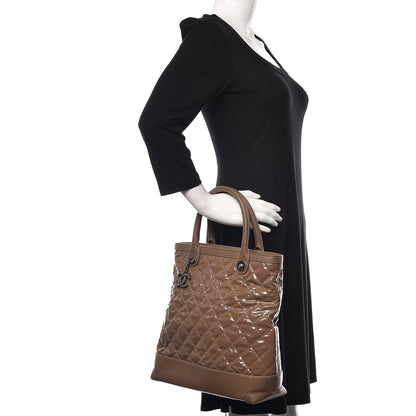Chanel Coated Canvas Quilted Tote Taupe 2 of 16
