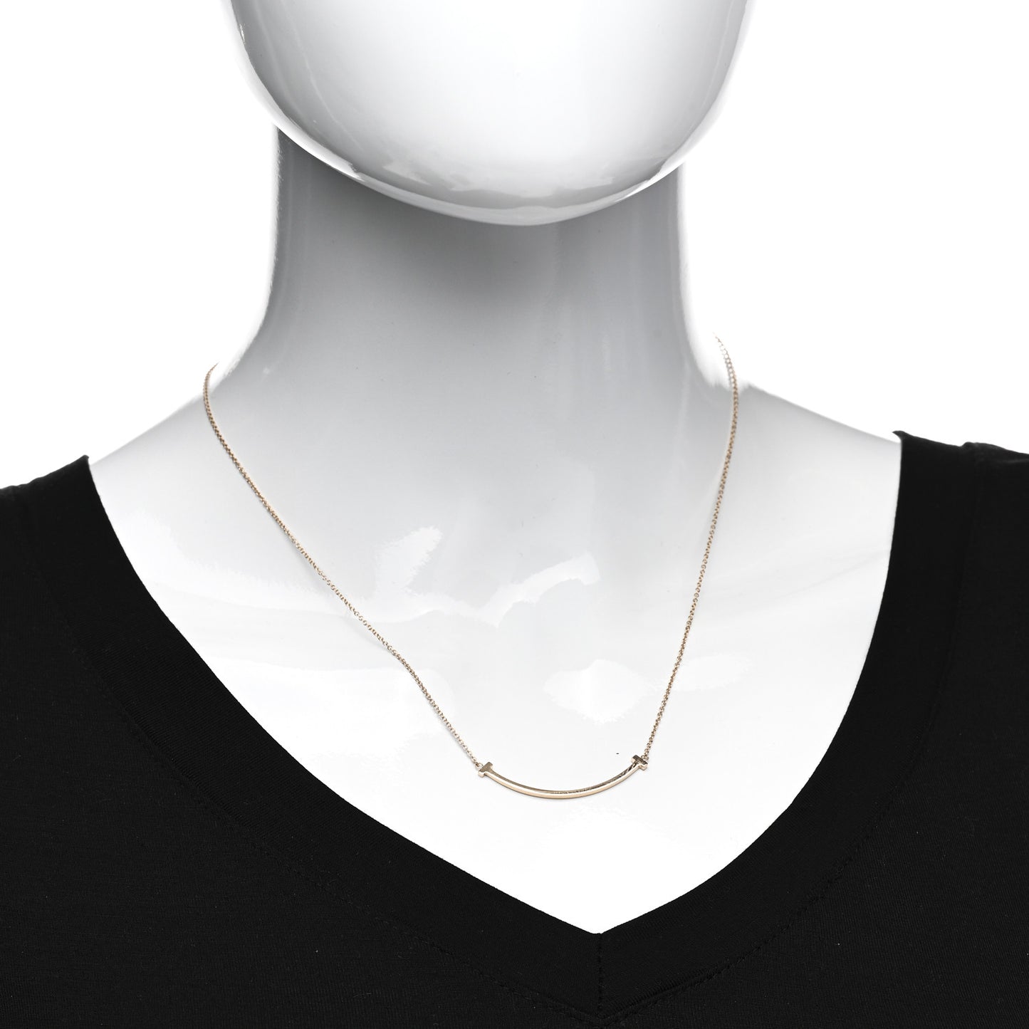 18K Rose Gold Small T Smile Pendant Necklace