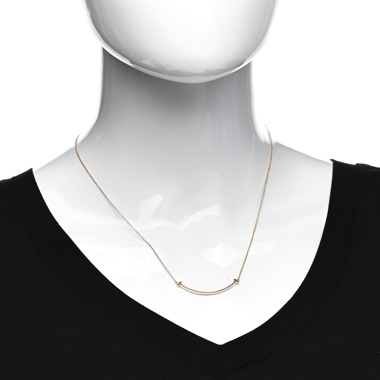 Tiffany 18K Rose Gold Small T Smile Pendant Necklace 2 of 6